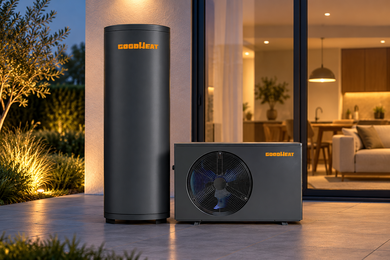 Тыныш тұрғын үй жағдайында GOODHEAT R410A жылу сорғысы су жылытқышы